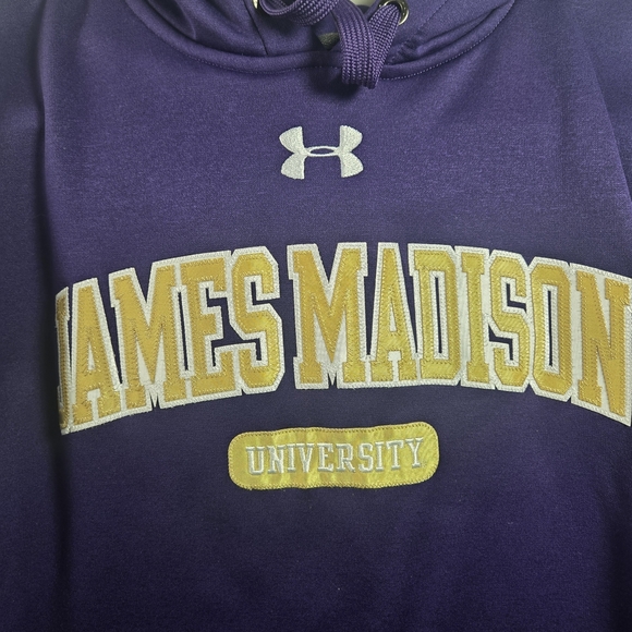 Under Armour Purple Hoodie with James Madison JMU Stitched Lettering - Picture 2 of 4